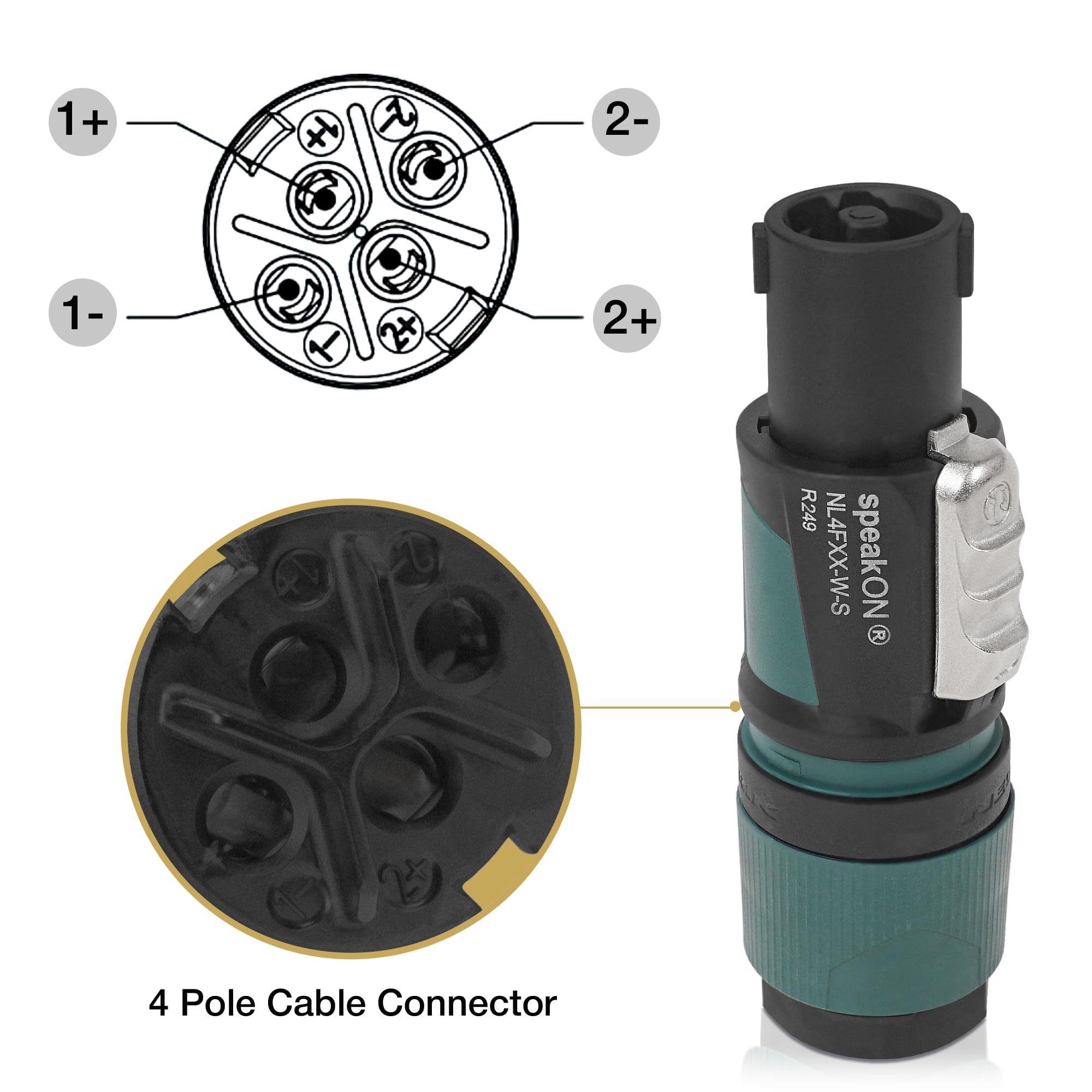 Amazon.com: Original Neutrik 4 Pack 4-Pole SpeakOn Cable Connector